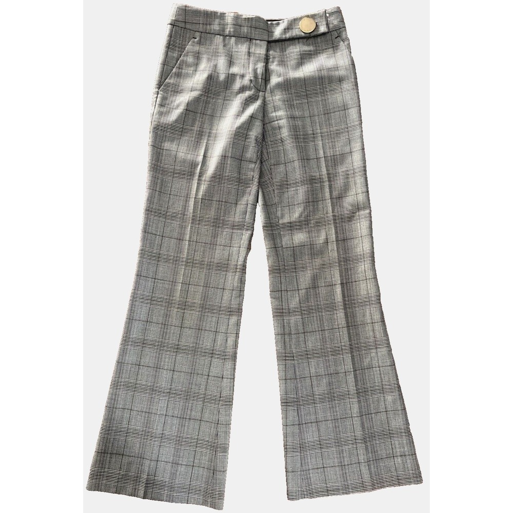 Women's Tory Burch Pants Sz 2 SMALL Myahh Plaid Wide Leg 28"x30" Wool/PolyBlend